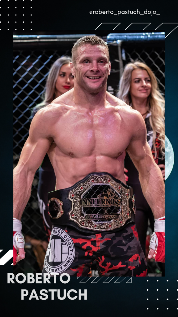 Roberto Pastuch with MMA champion belt winning at the MMA Innferno event